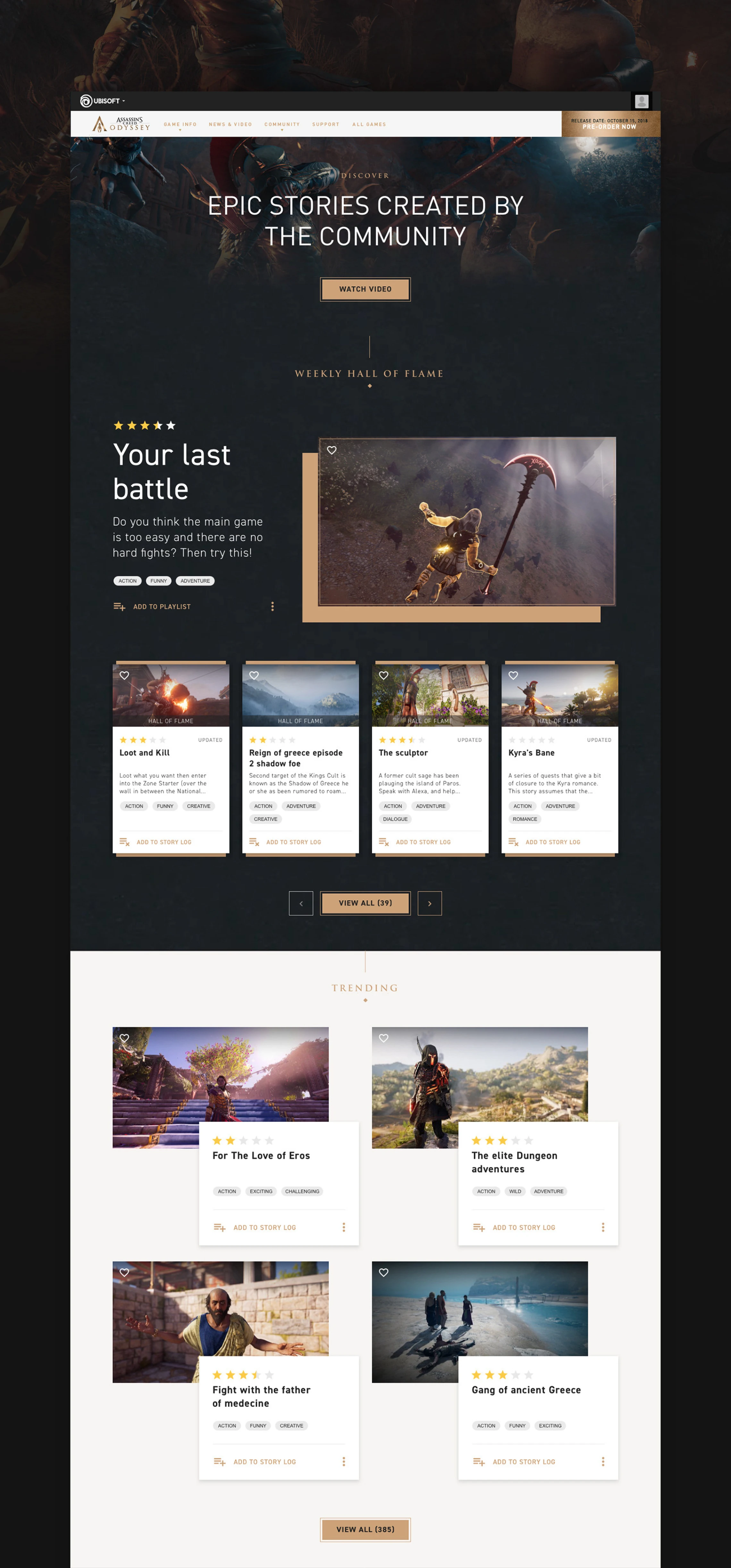 Assassin’s Creed Odyssey – Story Creator catalog where players can browse and search user-created quests