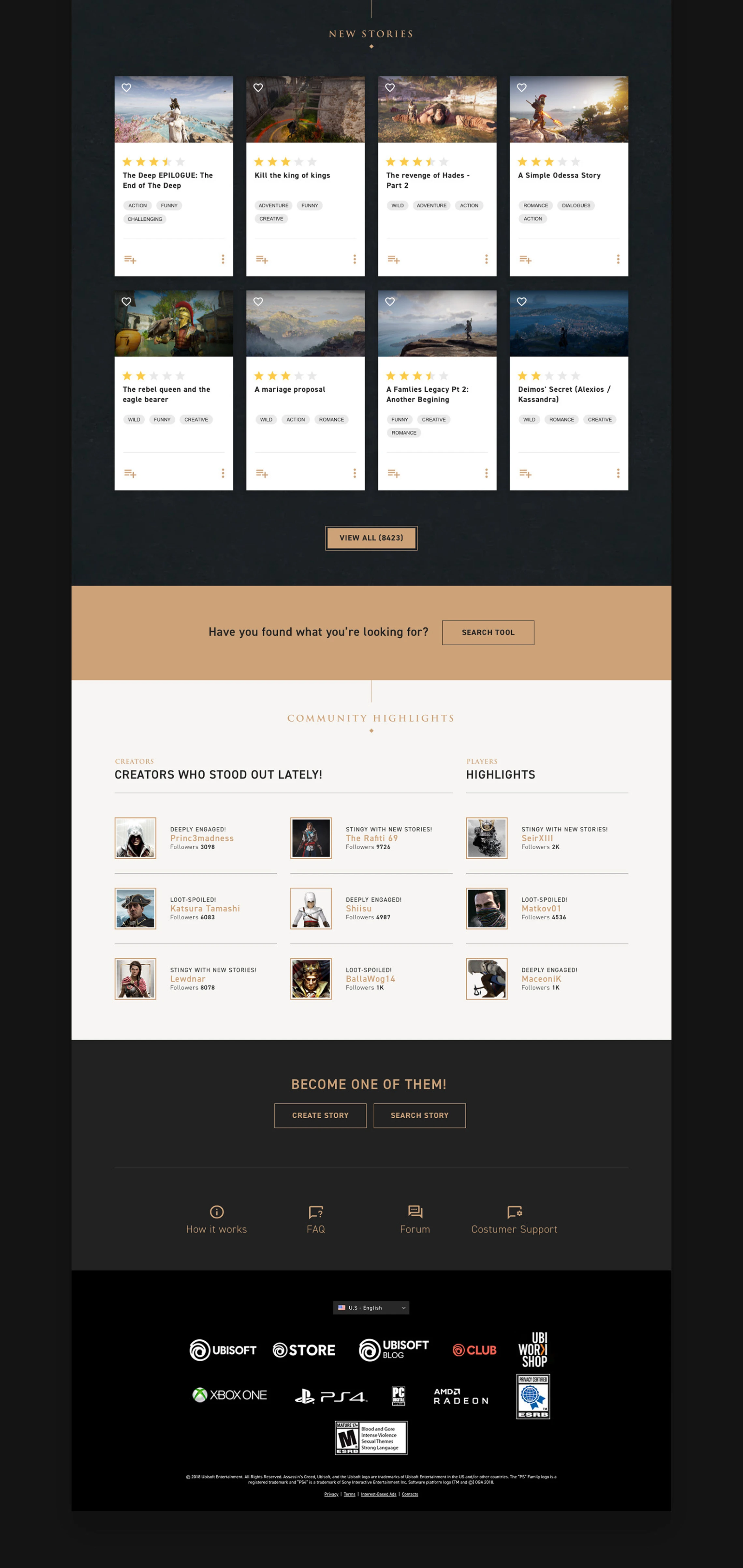 Extended view of the catalog showcasing more community content