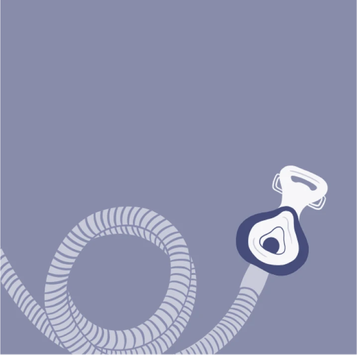Illustration of a CPAP machine mask and tube