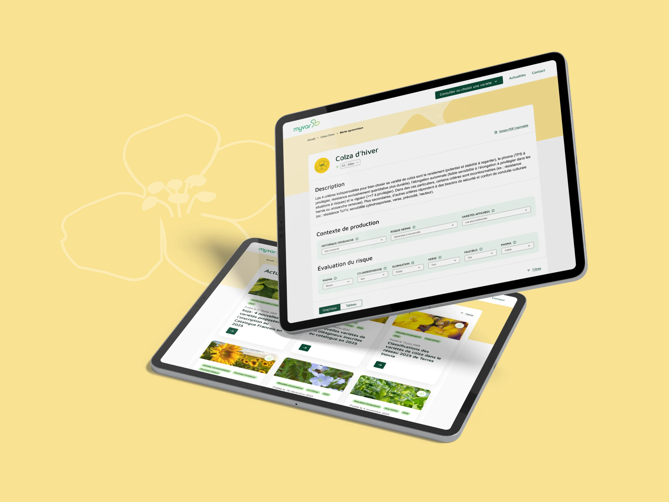 Tablet view of Myvar decision-support tool